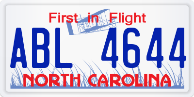 NC license plate ABL4644