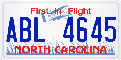 NC license plate ABL4645