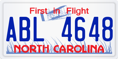 NC license plate ABL4648