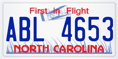 NC license plate ABL4653