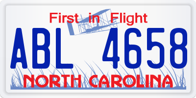 NC license plate ABL4658
