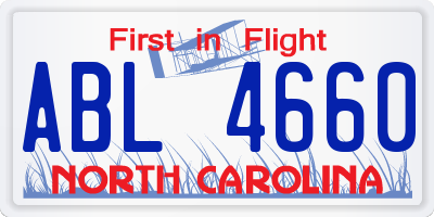 NC license plate ABL4660