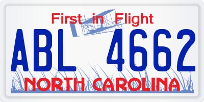 NC license plate ABL4662