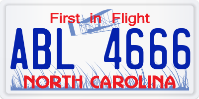 NC license plate ABL4666
