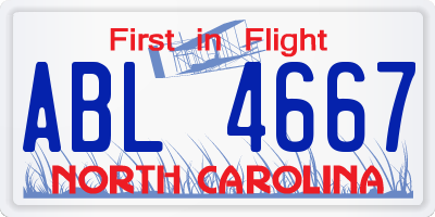 NC license plate ABL4667