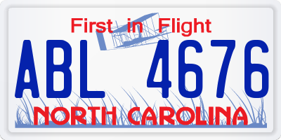 NC license plate ABL4676