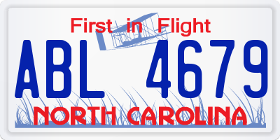 NC license plate ABL4679