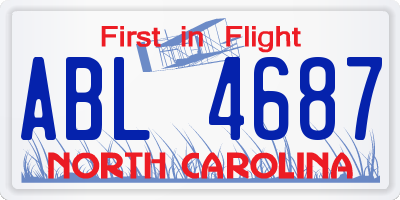 NC license plate ABL4687