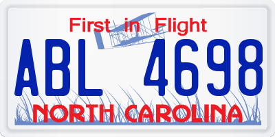NC license plate ABL4698