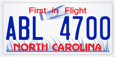 NC license plate ABL4700