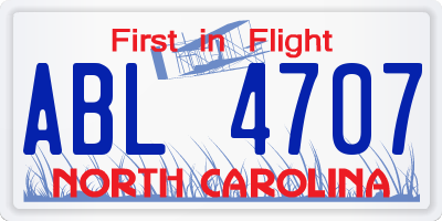 NC license plate ABL4707