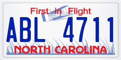 NC license plate ABL4711