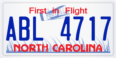 NC license plate ABL4717