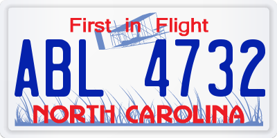 NC license plate ABL4732