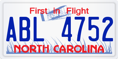 NC license plate ABL4752