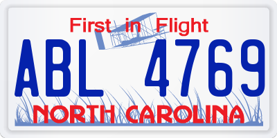 NC license plate ABL4769