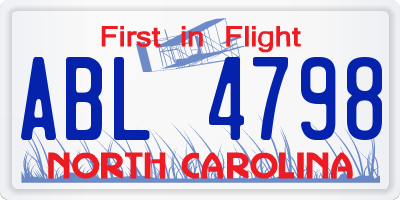 NC license plate ABL4798