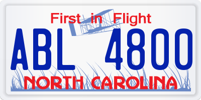 NC license plate ABL4800