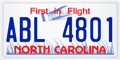 NC license plate ABL4801