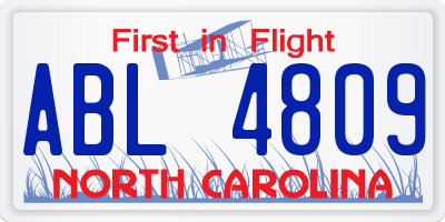NC license plate ABL4809