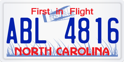 NC license plate ABL4816