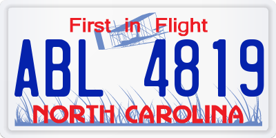 NC license plate ABL4819