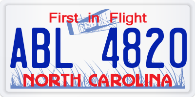 NC license plate ABL4820