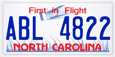 NC license plate ABL4822