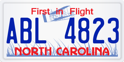 NC license plate ABL4823