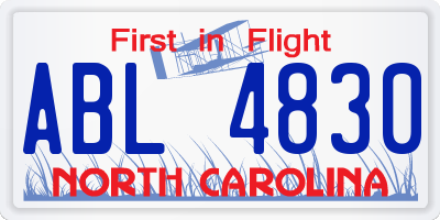 NC license plate ABL4830