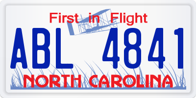 NC license plate ABL4841