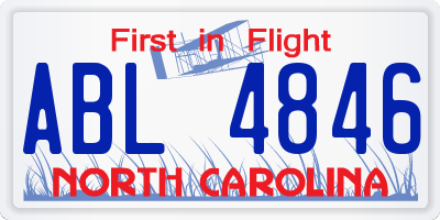 NC license plate ABL4846