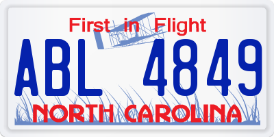 NC license plate ABL4849