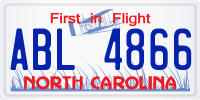 NC license plate ABL4866
