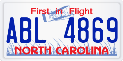 NC license plate ABL4869