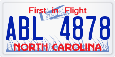 NC license plate ABL4878