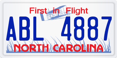 NC license plate ABL4887