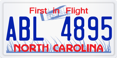 NC license plate ABL4895