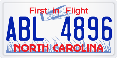 NC license plate ABL4896