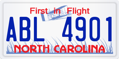 NC license plate ABL4901