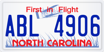 NC license plate ABL4906