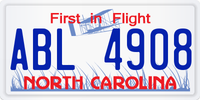 NC license plate ABL4908