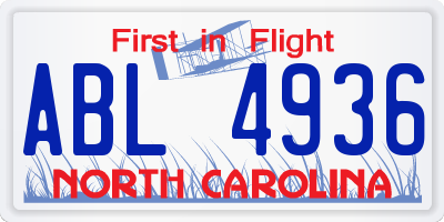 NC license plate ABL4936