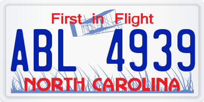 NC license plate ABL4939