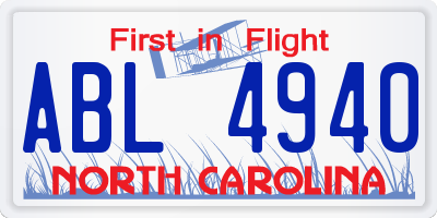 NC license plate ABL4940
