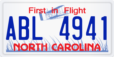 NC license plate ABL4941