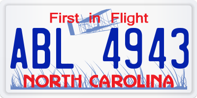 NC license plate ABL4943