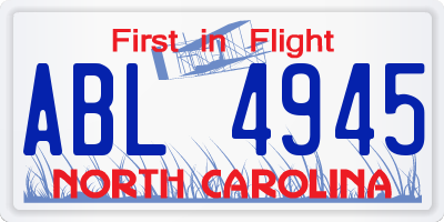 NC license plate ABL4945
