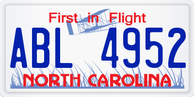 NC license plate ABL4952
