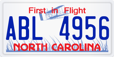 NC license plate ABL4956